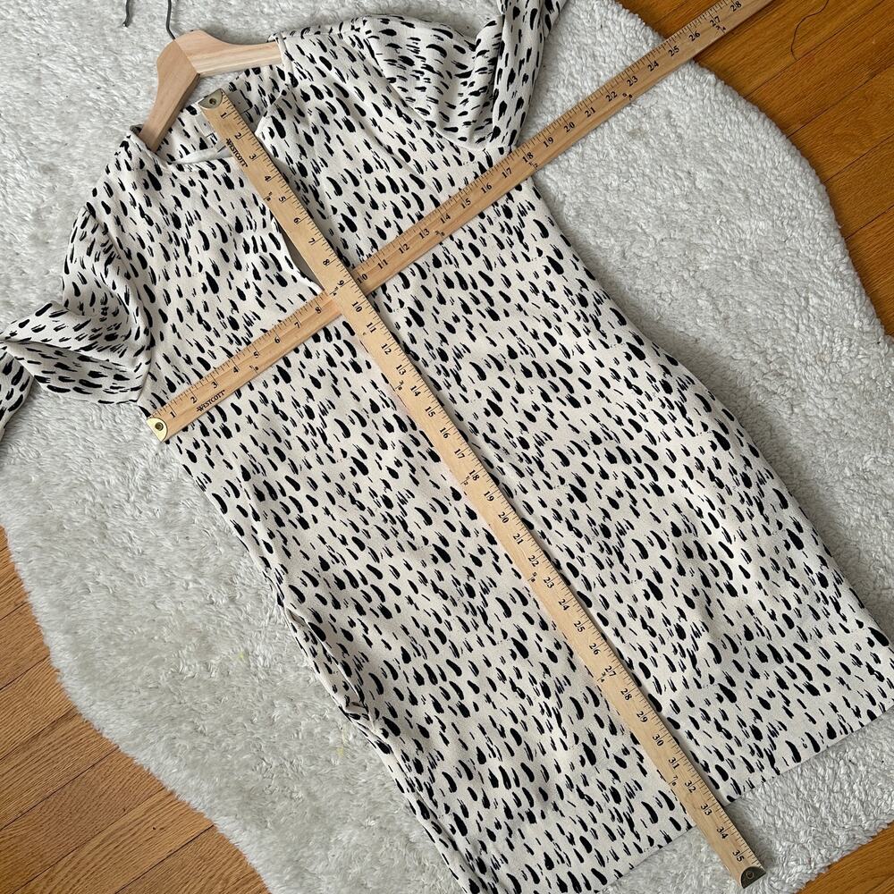 Essentiel Antwerp Shift Split Neck Dress 34 4 S Small Cream Black Animal Print - Picture 9 of 10